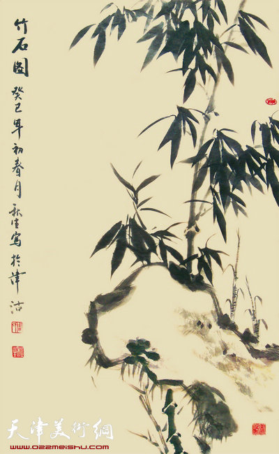 周秋生作品：竹石图