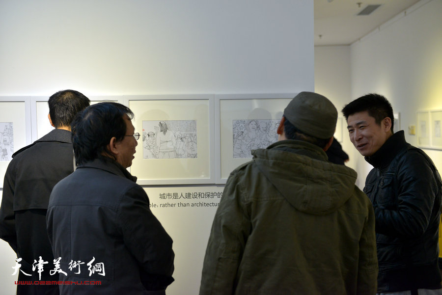 尚金凯“都市寻梦”城市艺术沙龙展在梅江国际艺术馆展出，图为画展现场。