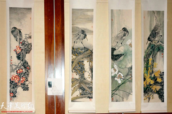 图为“海上丝路传风韵”五彩贝中国画展展出的史玉作品