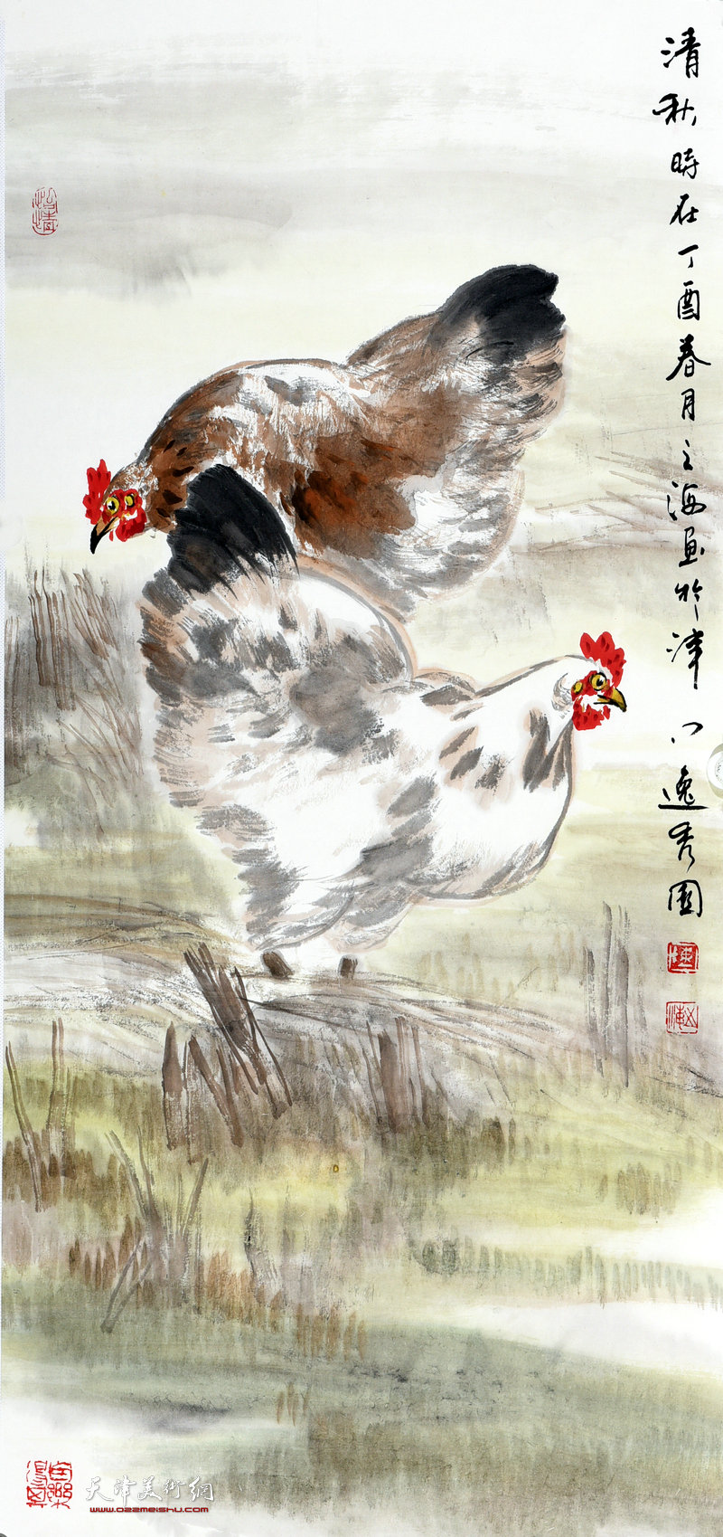 天津著名画家陈之海写意画鸡作品欣赏 |中国画|天津网