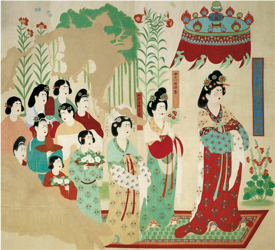 段文杰 敦煌壁画莫高窟盛唐第130窟都督夫人礼佛图（摹本） 311.5×342.3cm （敦煌研究院）