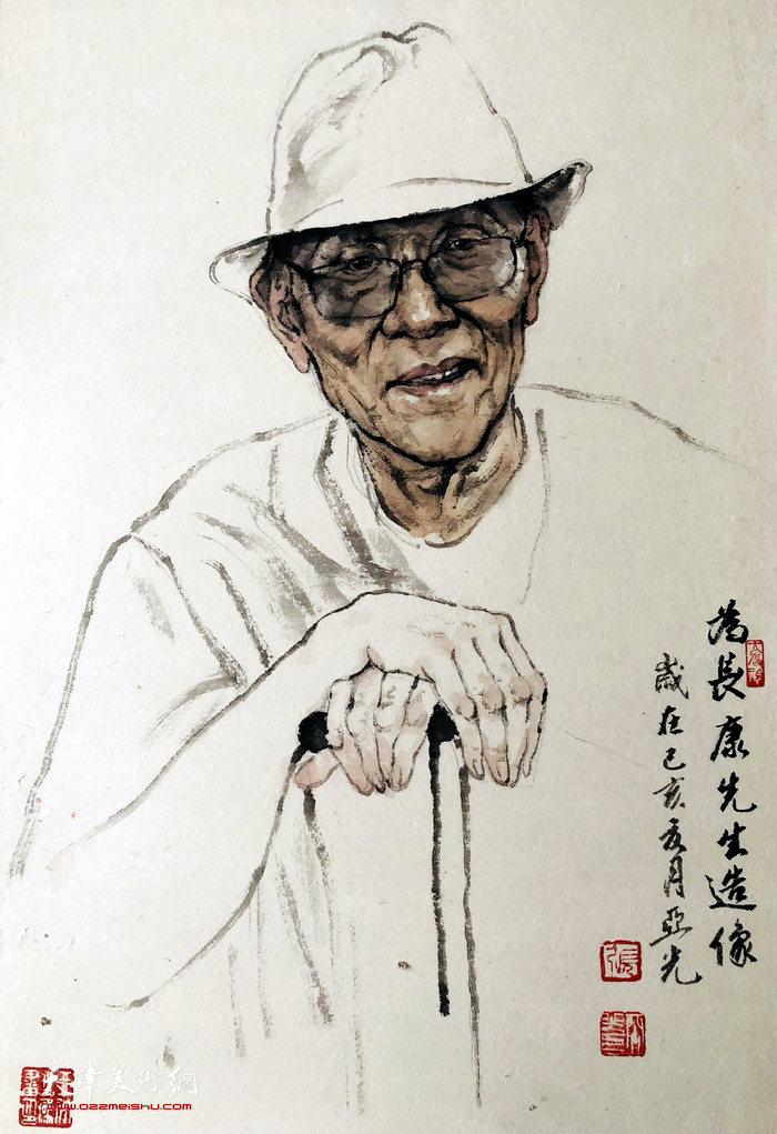 著名人物画家张亚光作品:《为长康先生造像》.